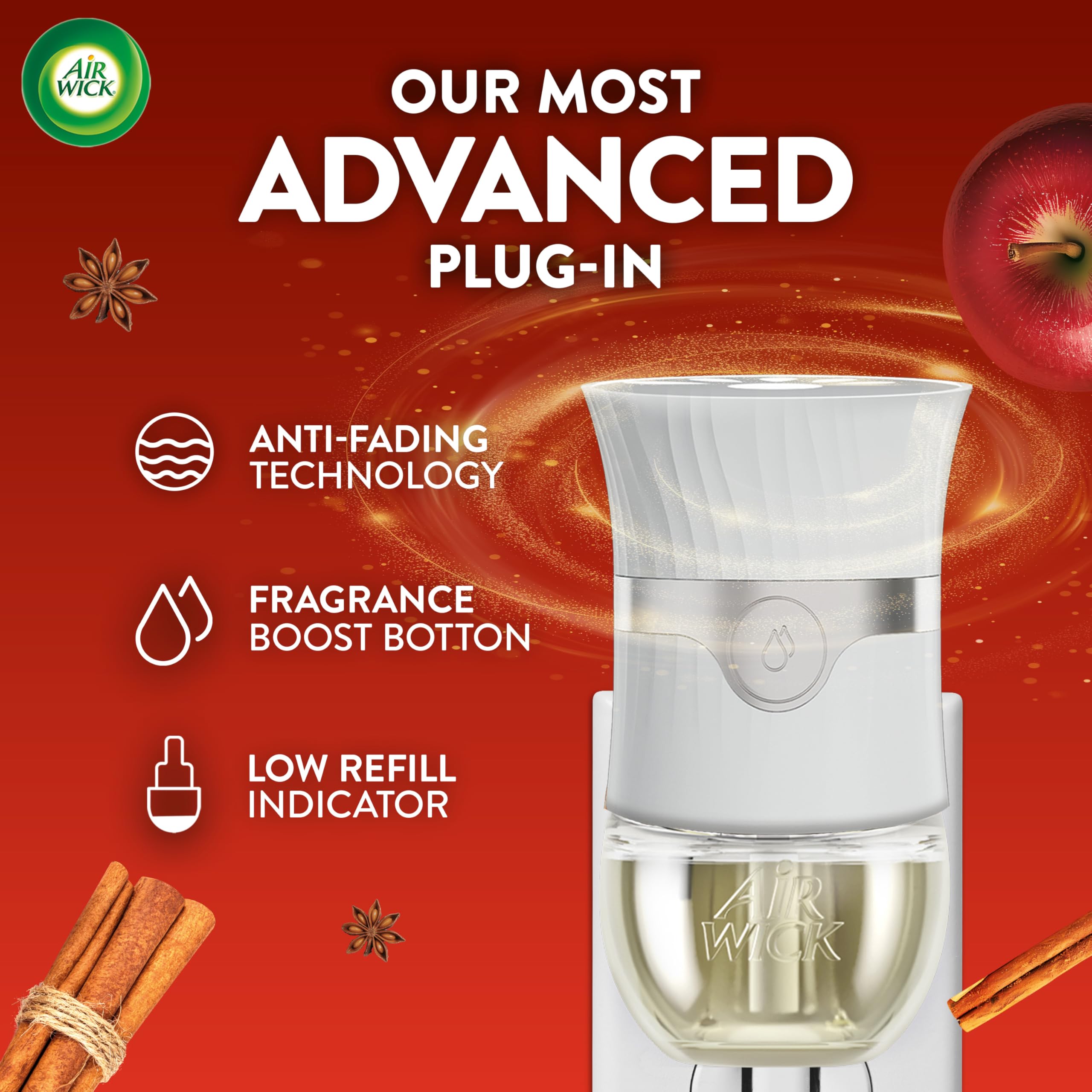 Air Wick living room setup with Apple Cinnamon Medley refill for steady fragrance