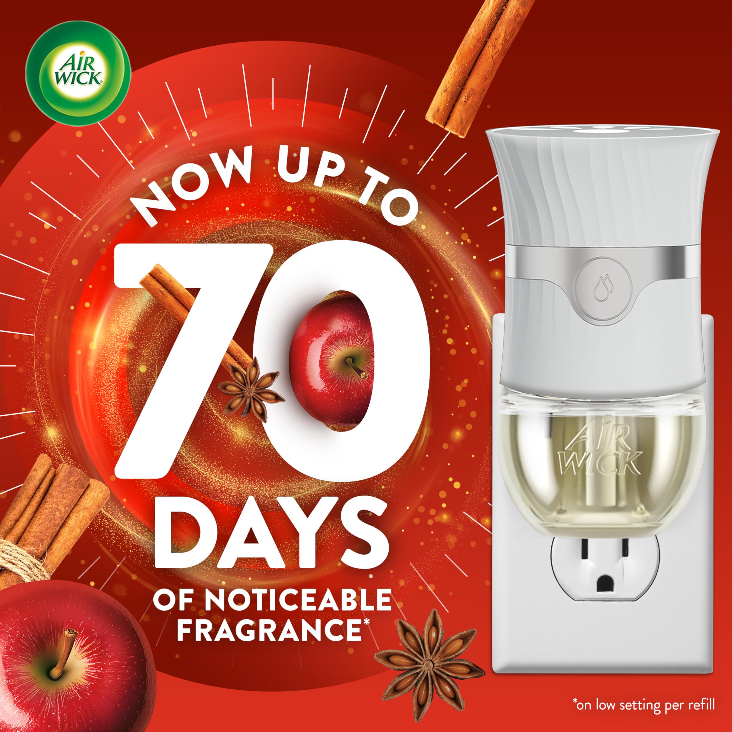 Air Wick Apple Cinnamon Medley refill pack ensures continuous fragrance in any room