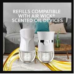 Air Wick fresh linen refill provides up to 45 days of fragrance on low setting.