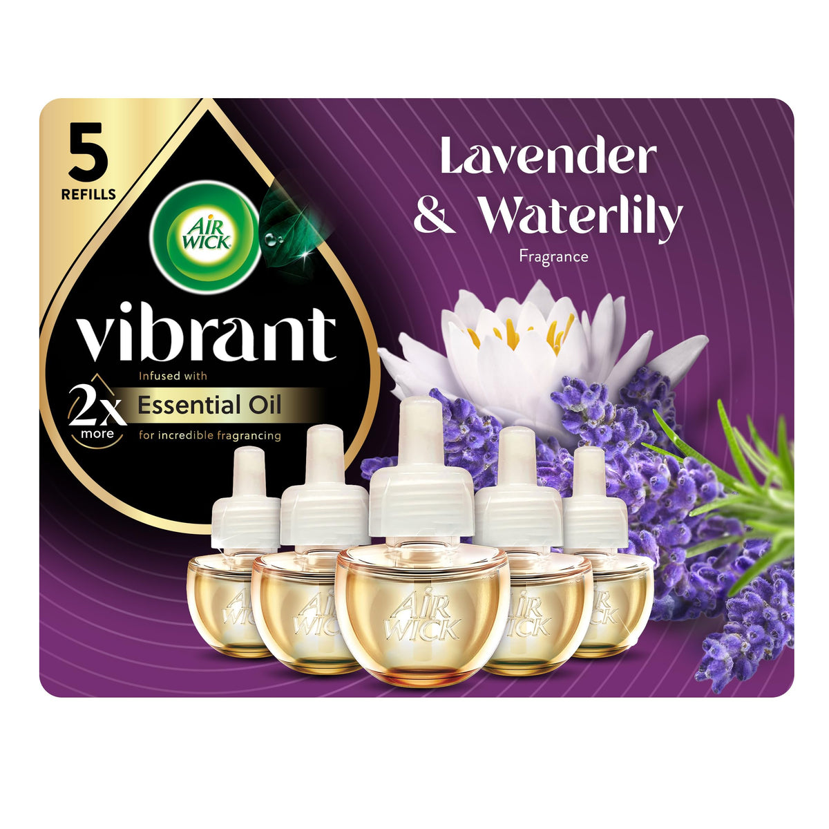 Air Wick plug-in scented oil refill lavender waterlily bottle for continuous fragrance