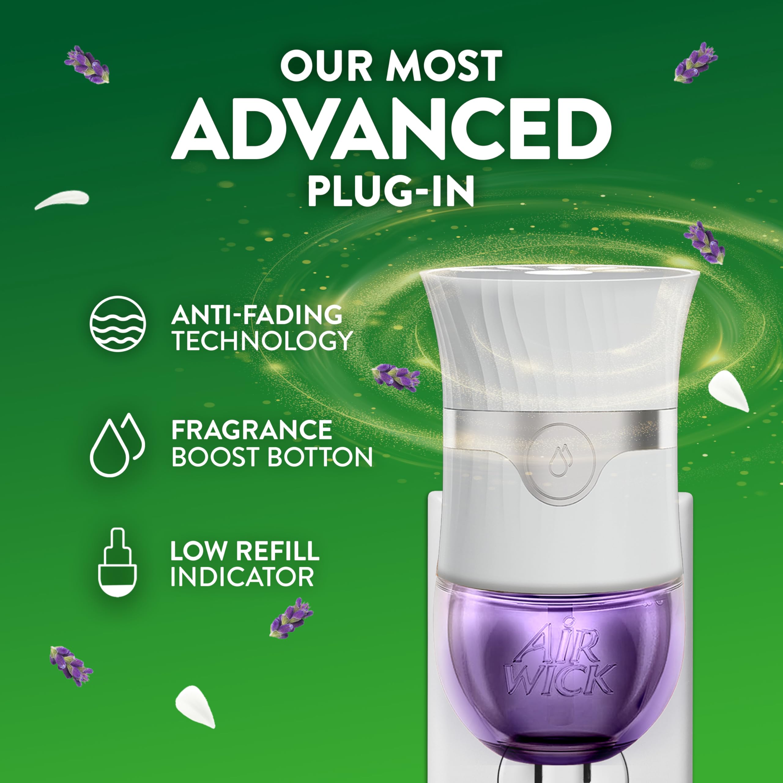Air Wick scent-diffusion lines rising from the diffuser