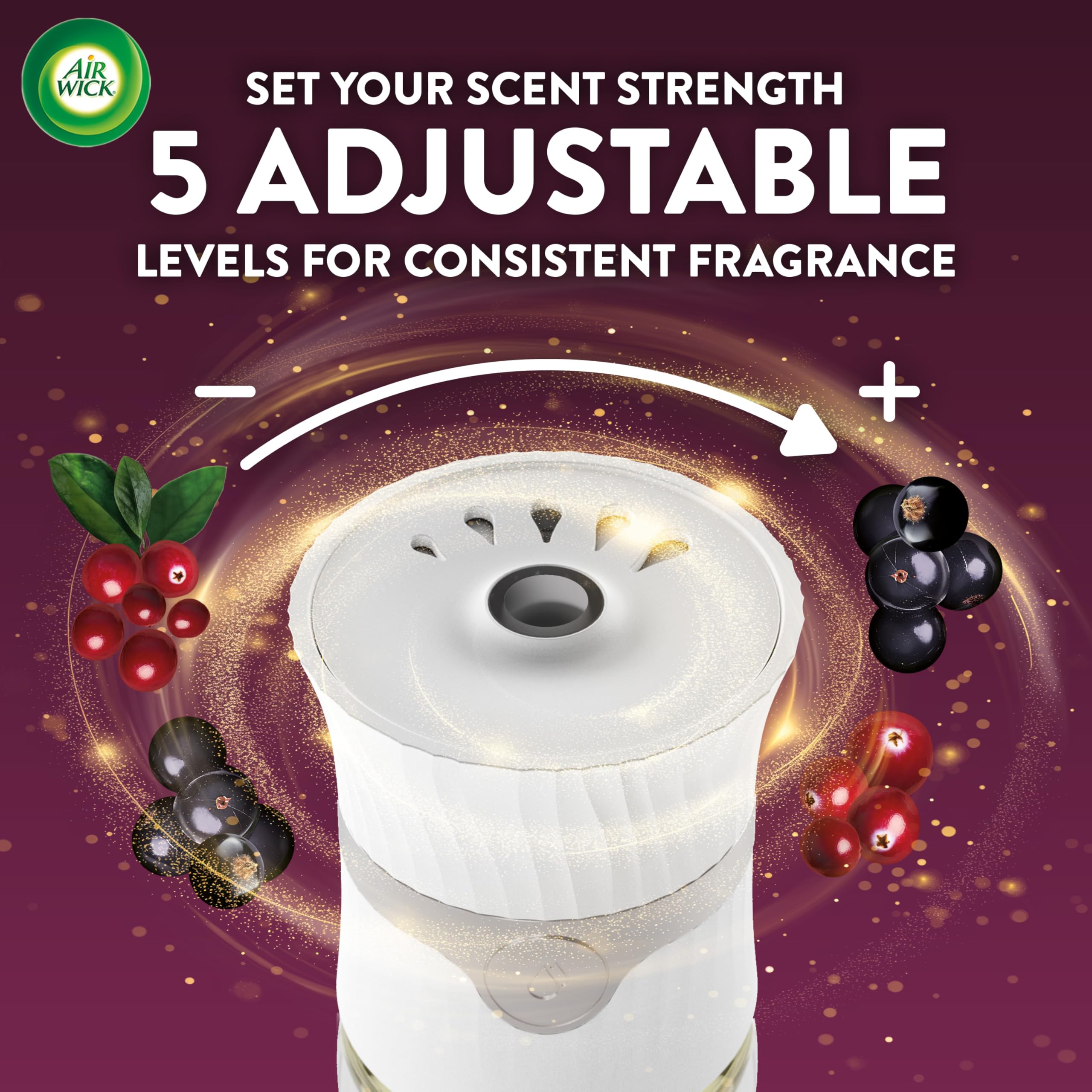 Air Wick scented oil refill bottle application hints at customizable aroma.