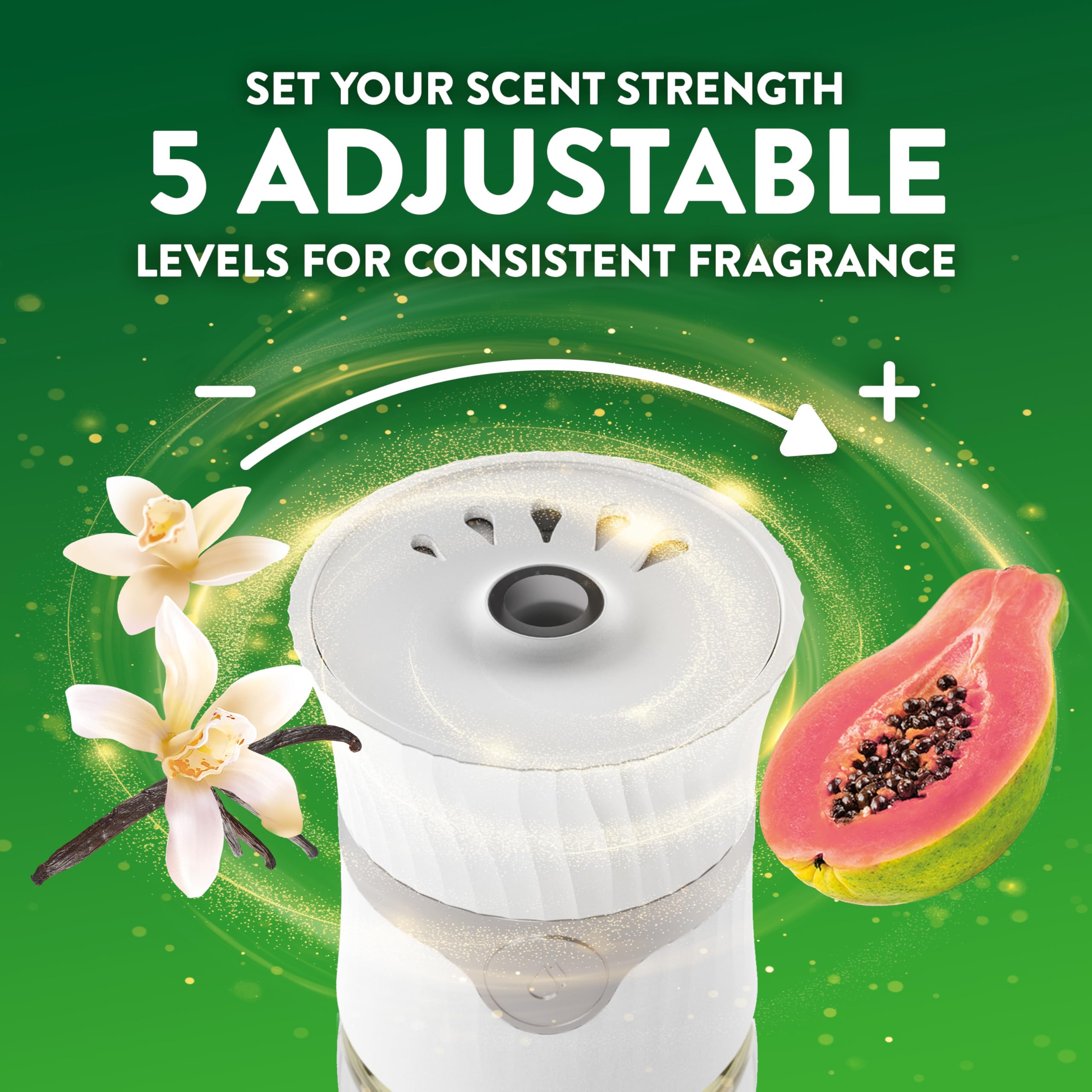 Air Wick 4-count refill pack displayed for consistent fragrance updates.