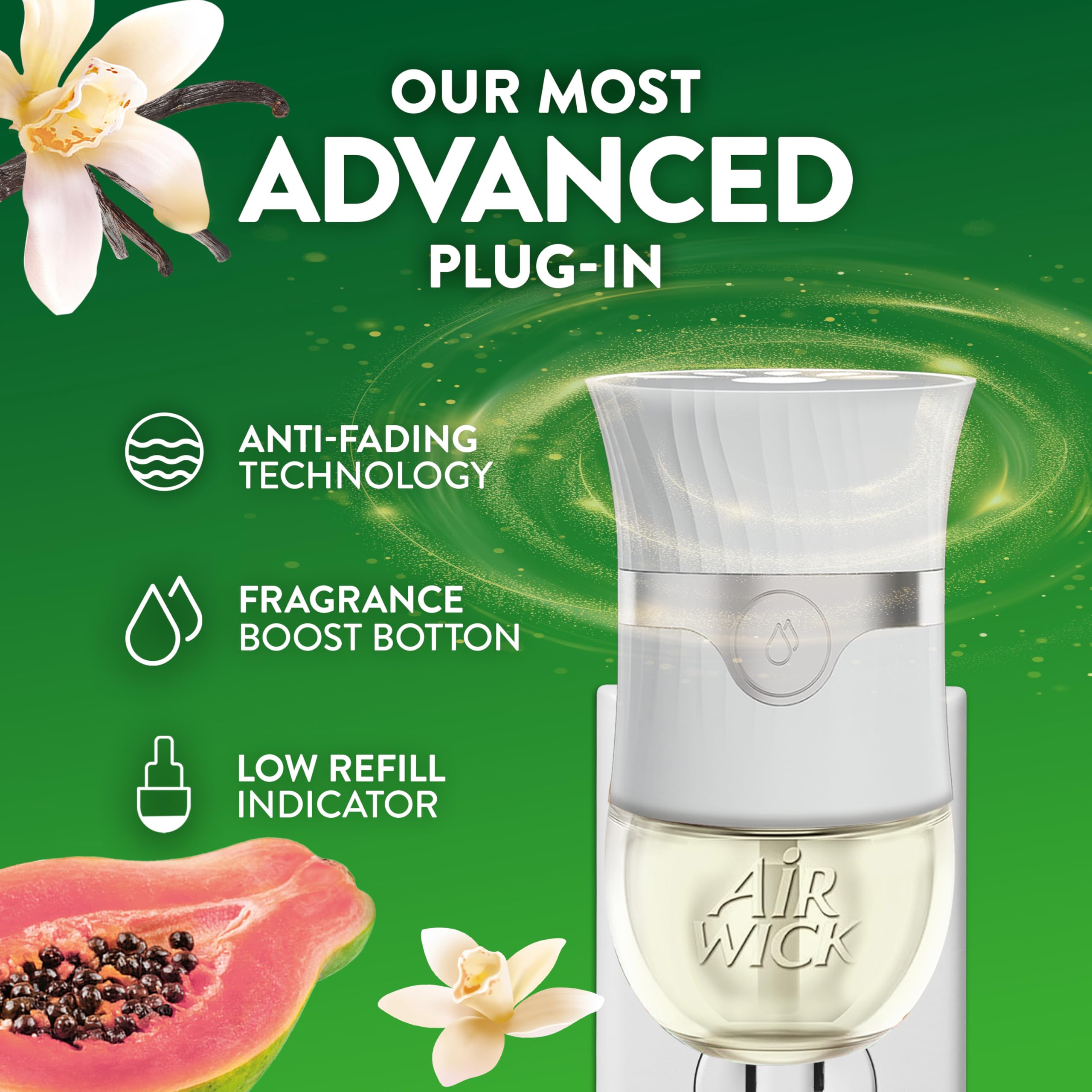 Air Wick Vanilla Pink Papaya refill ideal for bedrooms and living rooms.