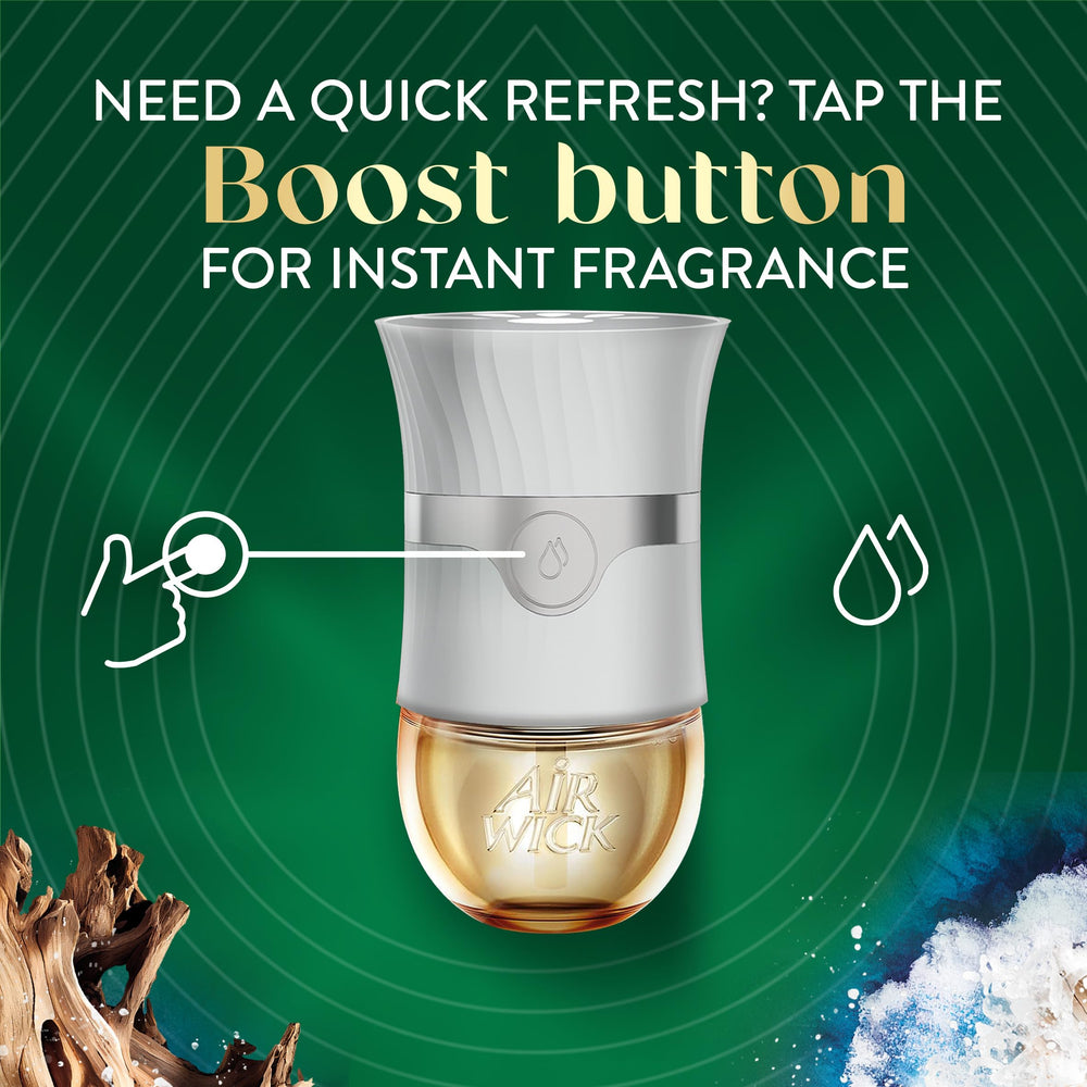 Blue sea and beach wood scent in a modern plug-in setup