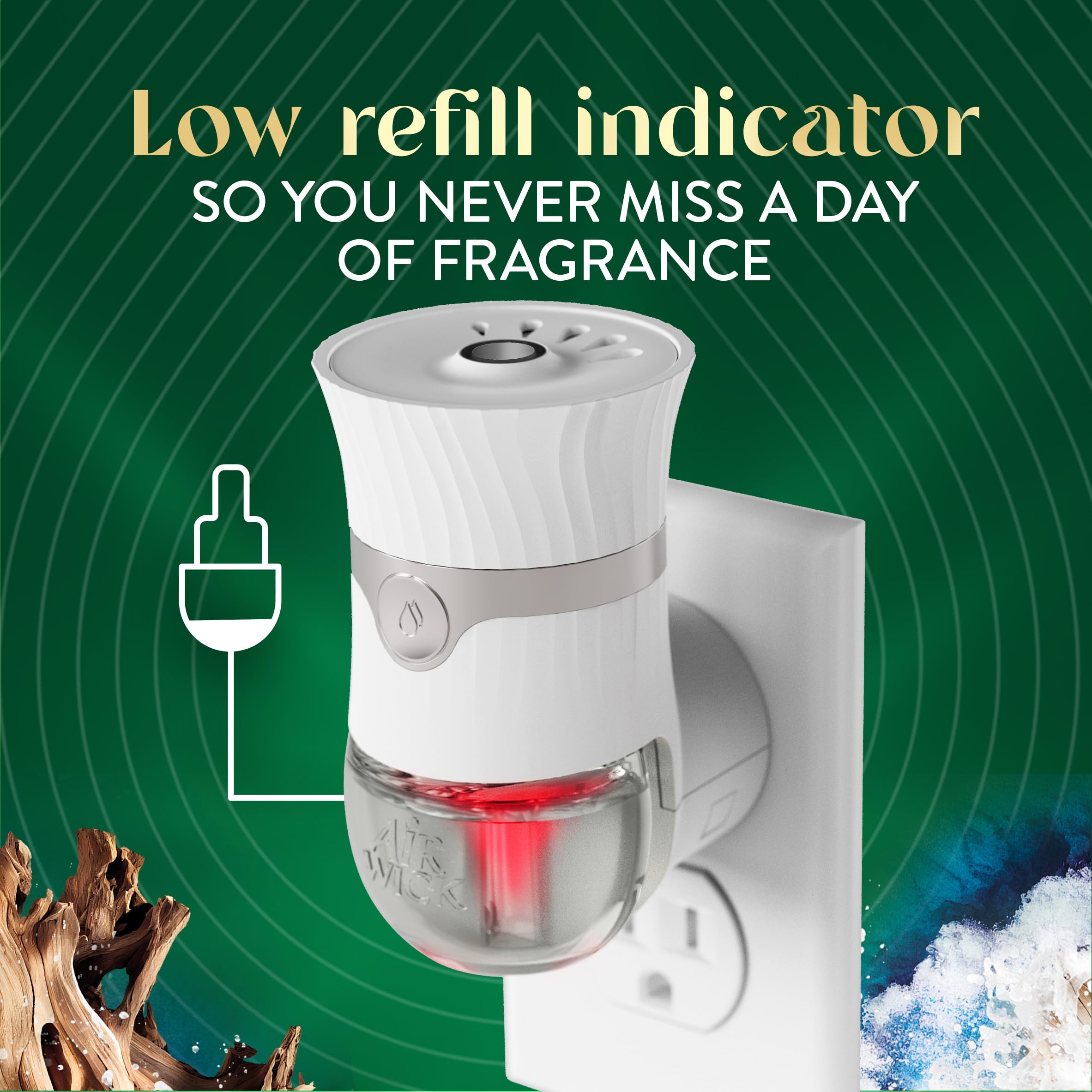 Vibrant refill shown beside a plug-in diffuser for easy refresh