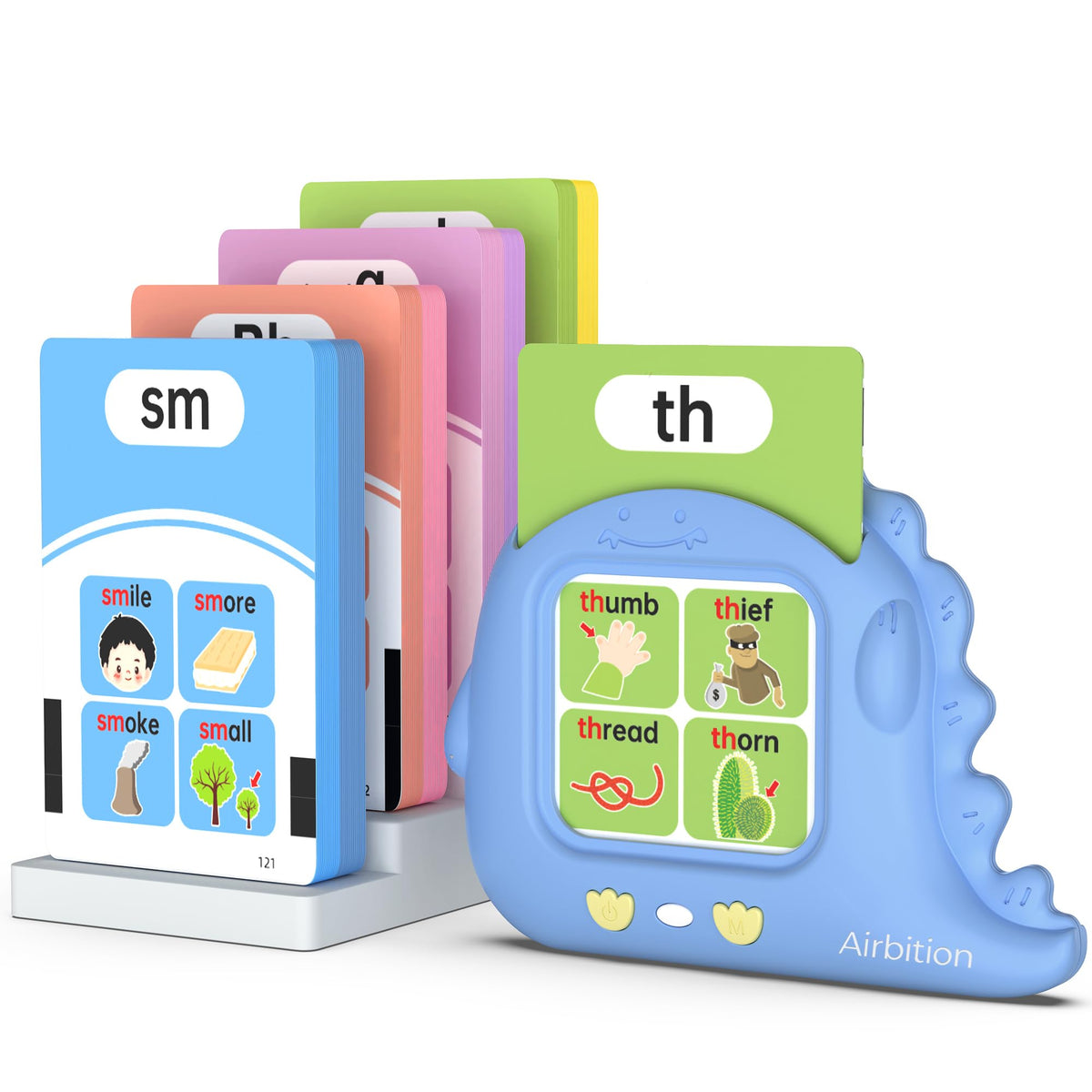Airbition phonics talking flash cards demonstrating digraphs to support early reading skills.