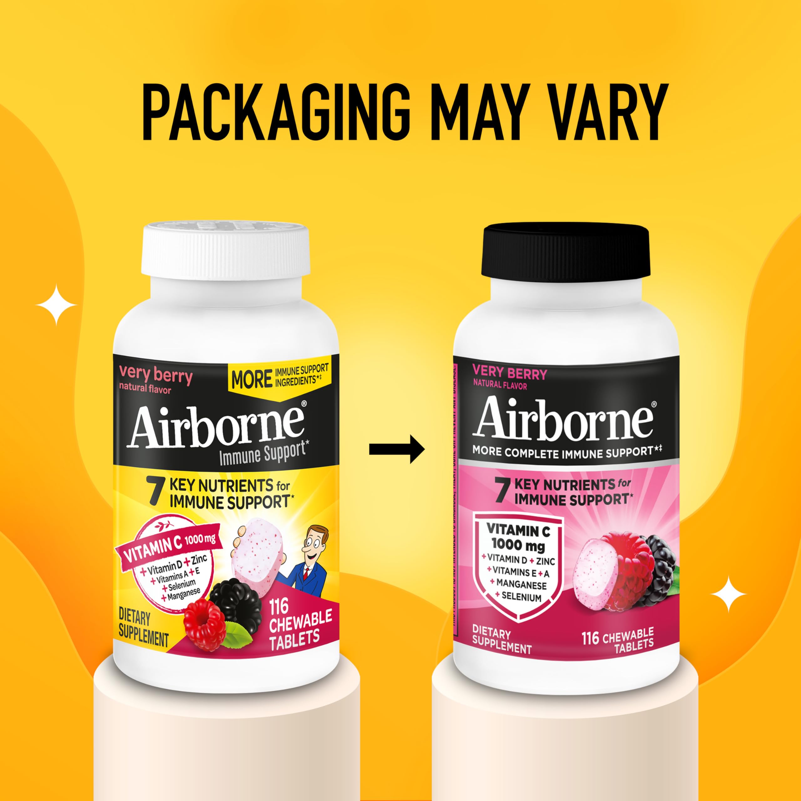 Airborne 1000mg vitamin C per serving illustrated for immune-friendly daily routine.