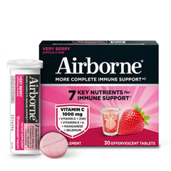 Airborne 1000mg Vitamin C with Vitamin D and zinc tablets in bottle for immune support