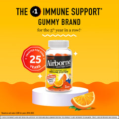 Airborne 2-pack bottle and box highlighting value and on-the-go support.