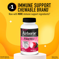 Airborne berry chewables closeup highlights tasty flavor and immune-boosting ingredients.