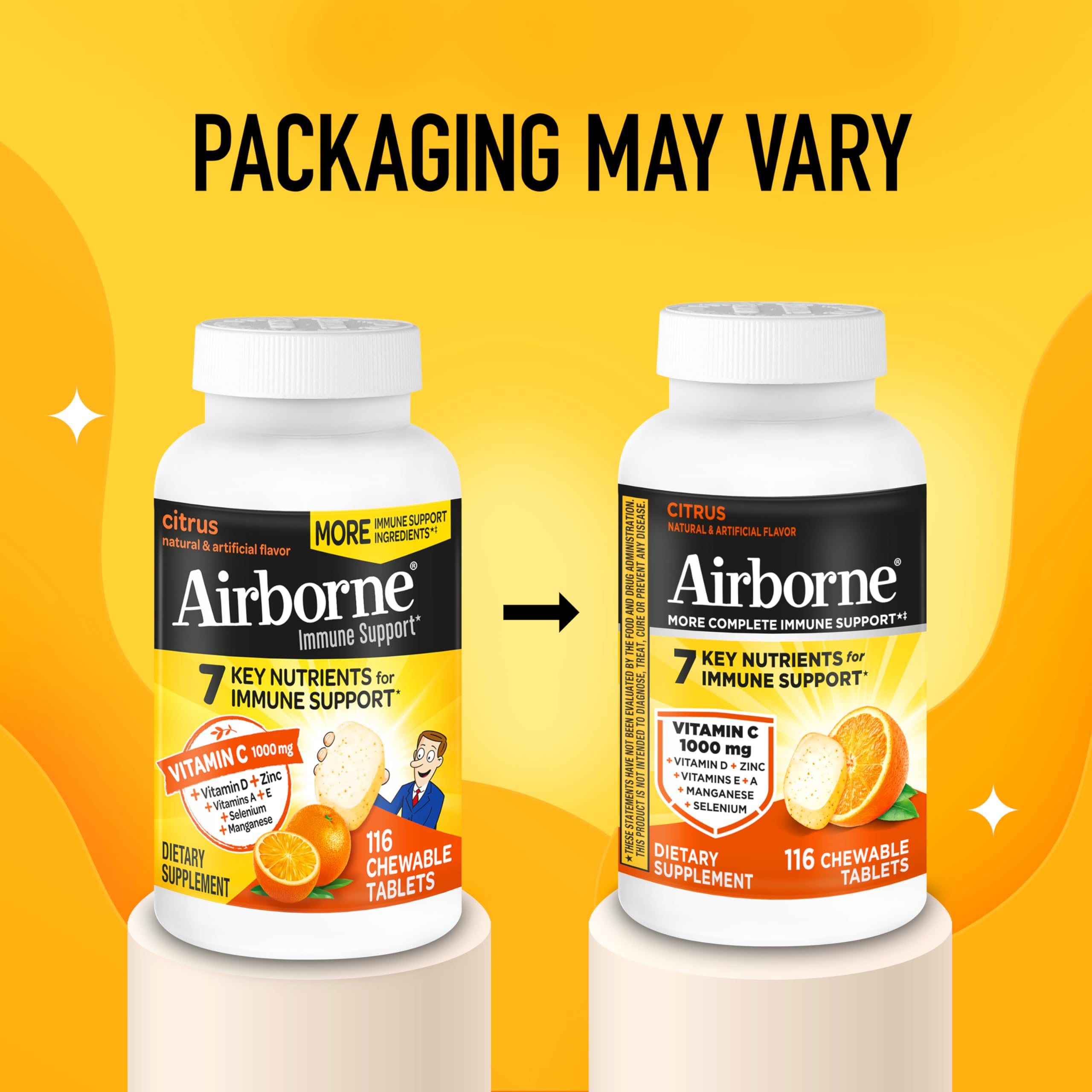 Airborne bottle with serving suggestions for adults and 12+ children.