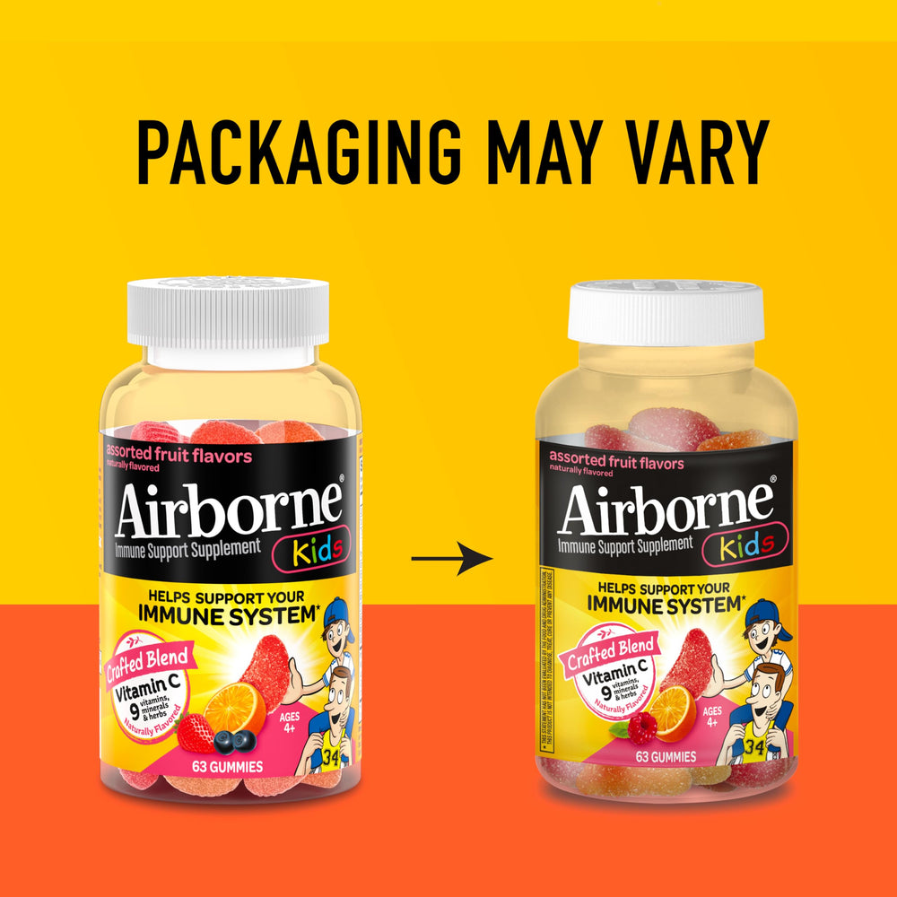 Airborne dosing instructions show two gummies daily.