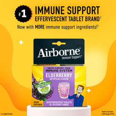 Airborne Elderberry effervescent box showing 20 count for easy daily dosing