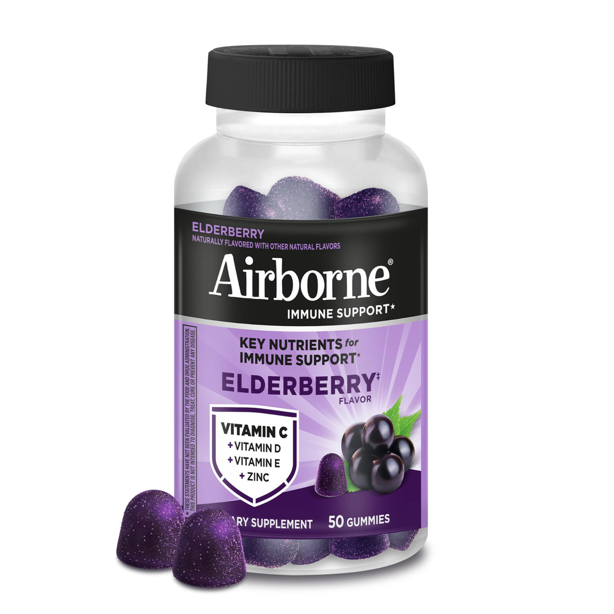 Airborne Elderberry gummies bottle for immune support