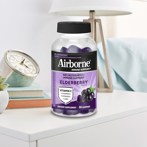 Airborne Elderberry gummies family-friendly packaging on the table