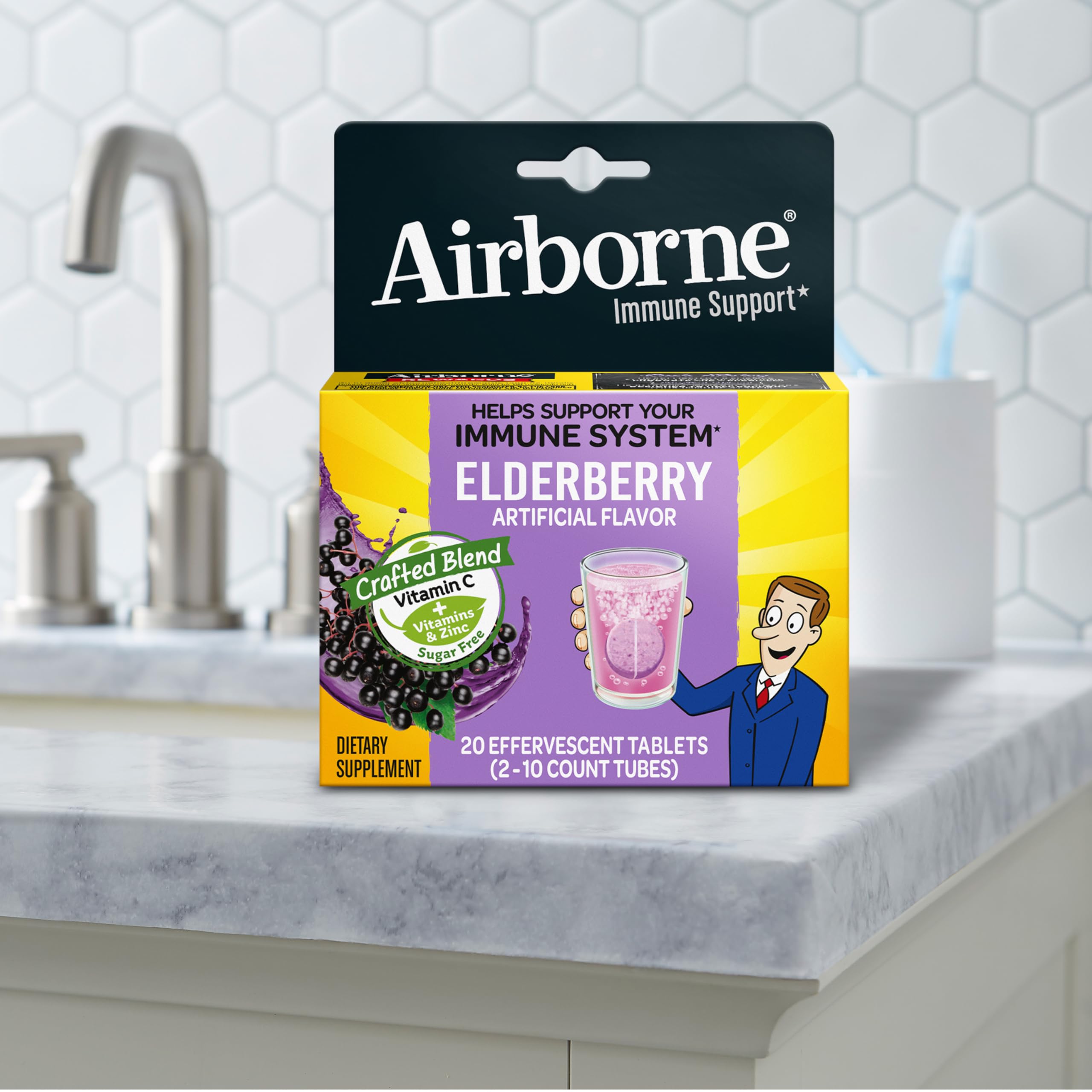 Airborne Gluten-free and Sugar-free badge on packaging