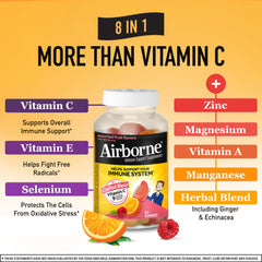 Airborne gummies assorted fruits closeup emphasizes tasty daily vitamin intake