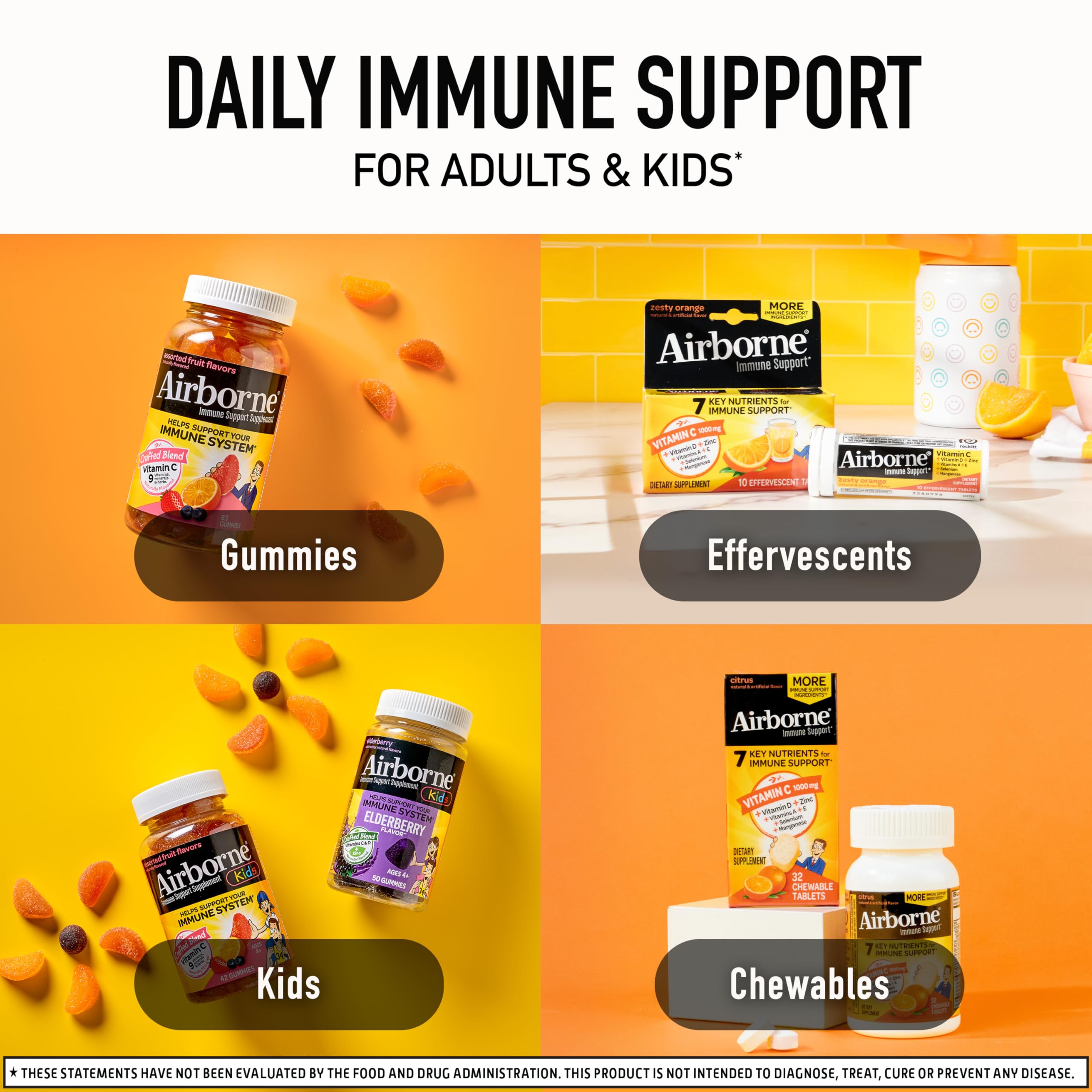 Airborne Immune Essentials Gummies three-piece serving for daily routine.
