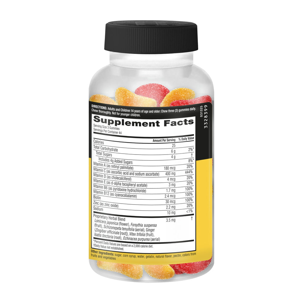Airborne Immune Essentials Gummies gluten-free badge on packaging.