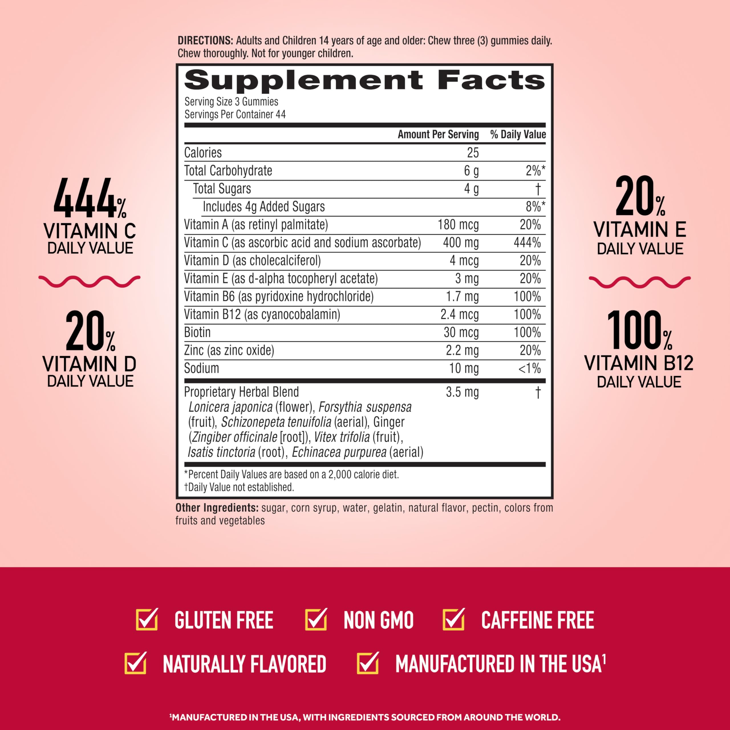 Airborne Immune Essentials Gummies Zesty Orange flavor close-up for taste appeal.