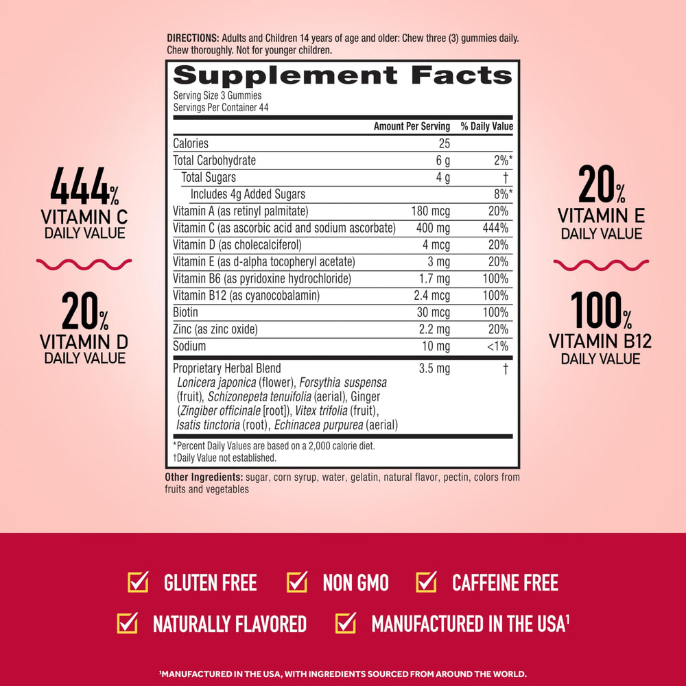 Airborne Immune Essentials Gummies Zesty Orange flavor close-up for taste appeal.