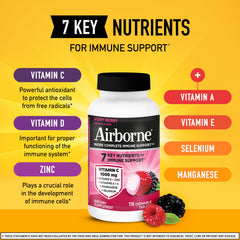 Airborne immune-support 13 nutrients image emphasizes zinc, selenium, and antioxidants.