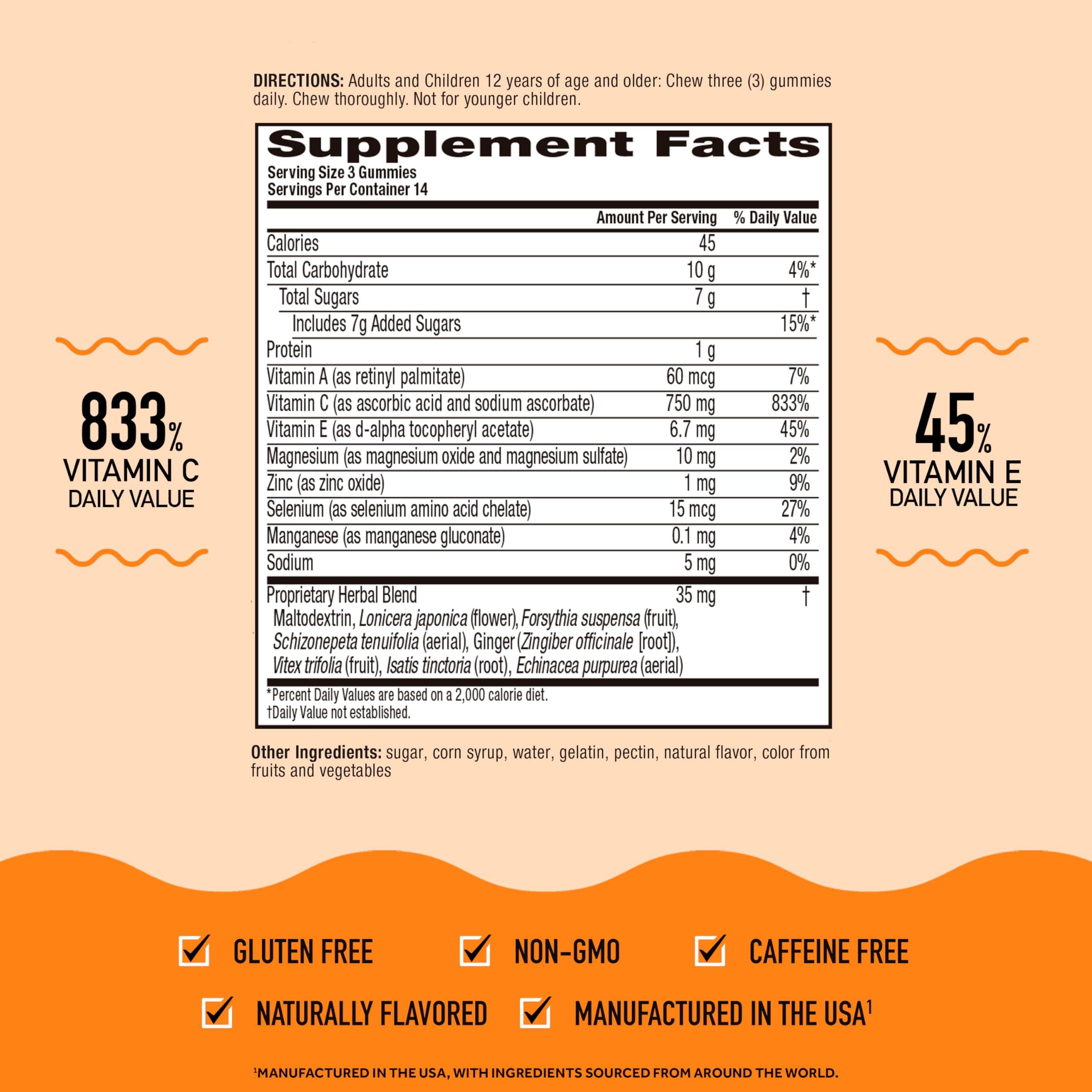 Airborne orange-flavor gummies closeup highlighting zesty taste and chewability.