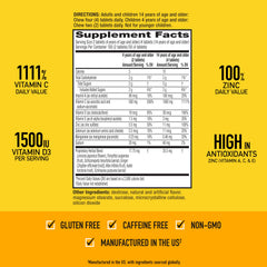 Airborne Vitamin C 1000mg chewables label shows 13 vitamins and minerals.
