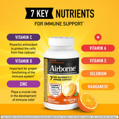 Airborne Vitamin C 1000mg chewables on table show convenient daily supplement.