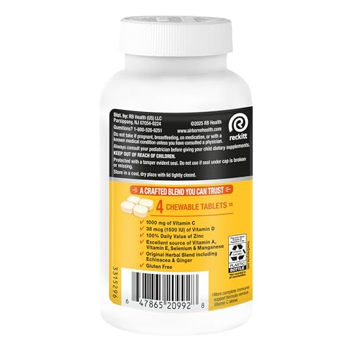 Airborne Vitamin C Zinc chewables, citrus closeup, refreshing flavor for daily wellness.