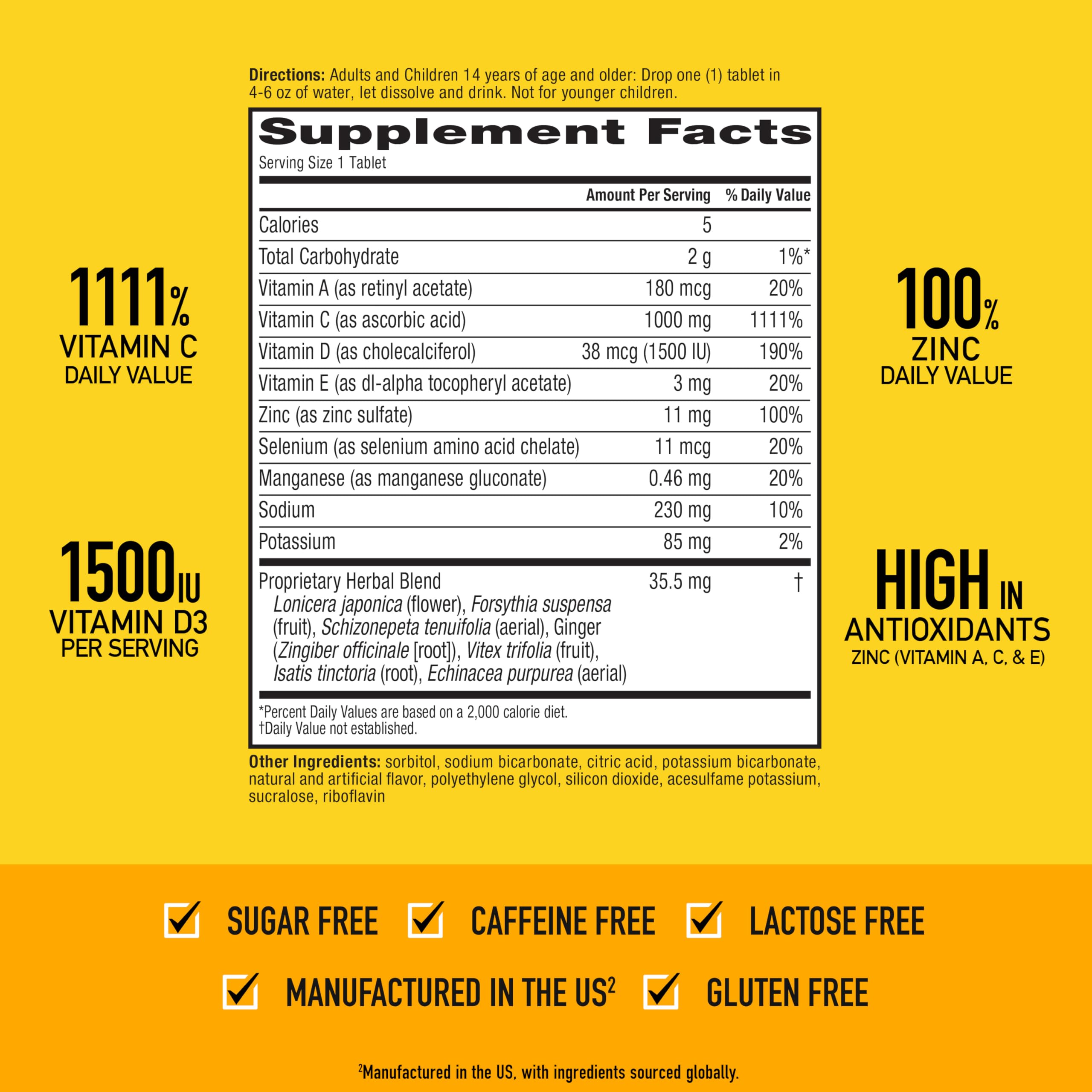 Airborne vitamins A and E with zinc provide antioxidant support visually shown.