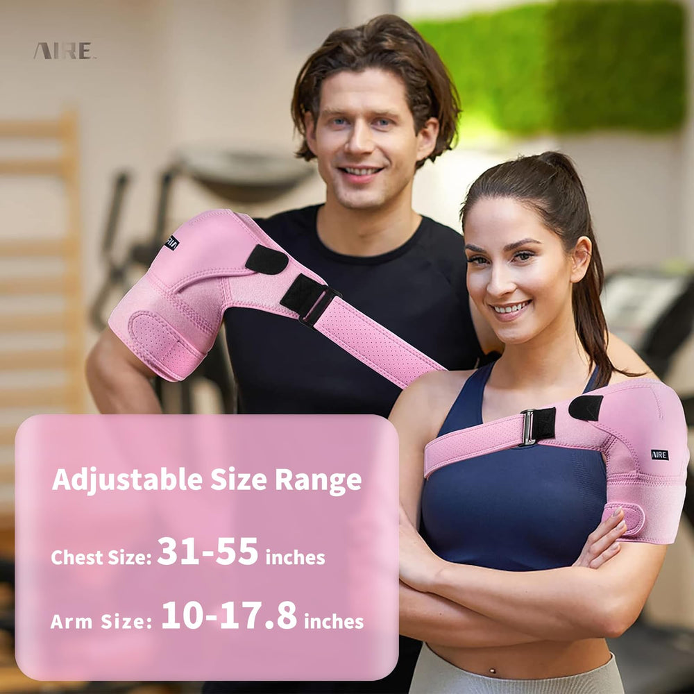 Lightweight design of AIRE shoulder brace resting comfortably during day wear.