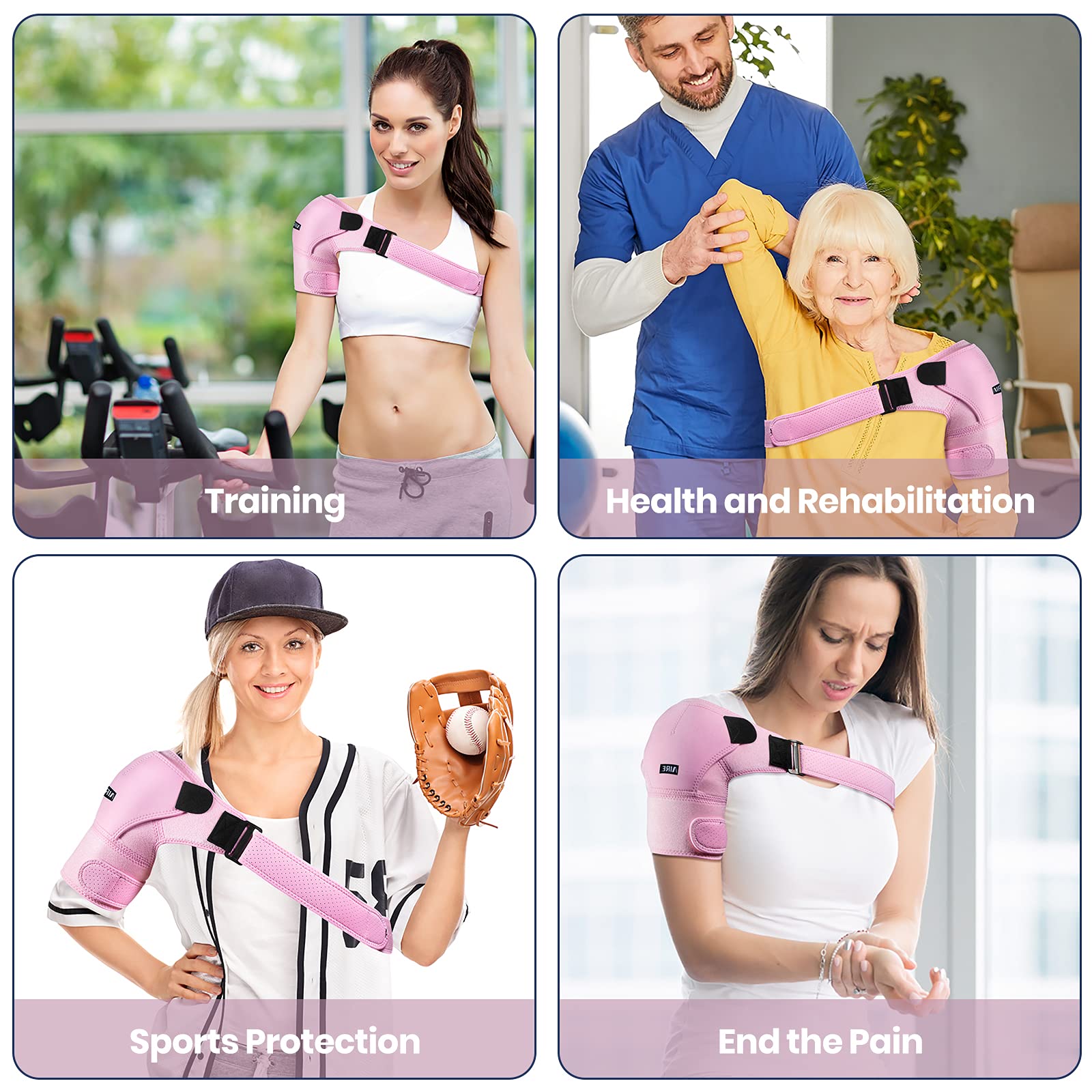 Under-arm pad area on AIRE shoulder brace compatible with gel packs for cold therapy.
