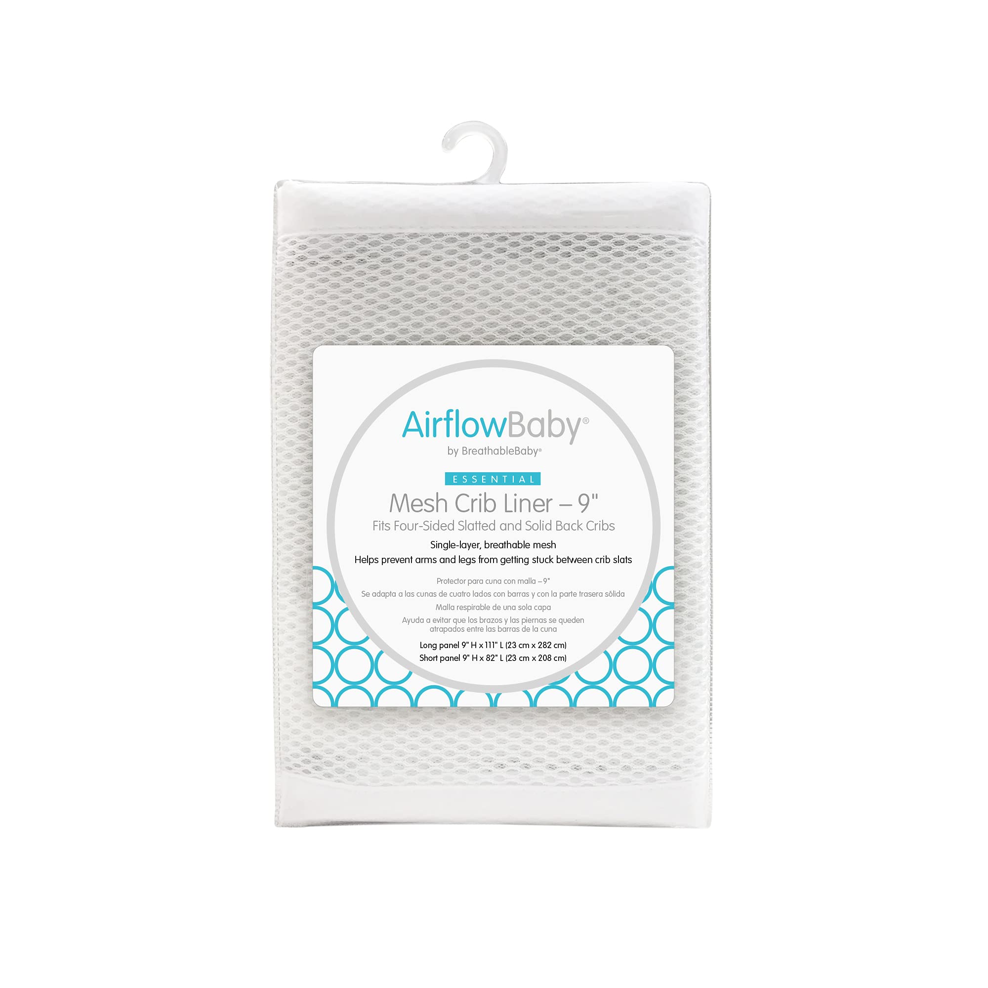 AirflowBaby breathable mesh liner for full-size cribs keeps limbs safe while preserving airflow.