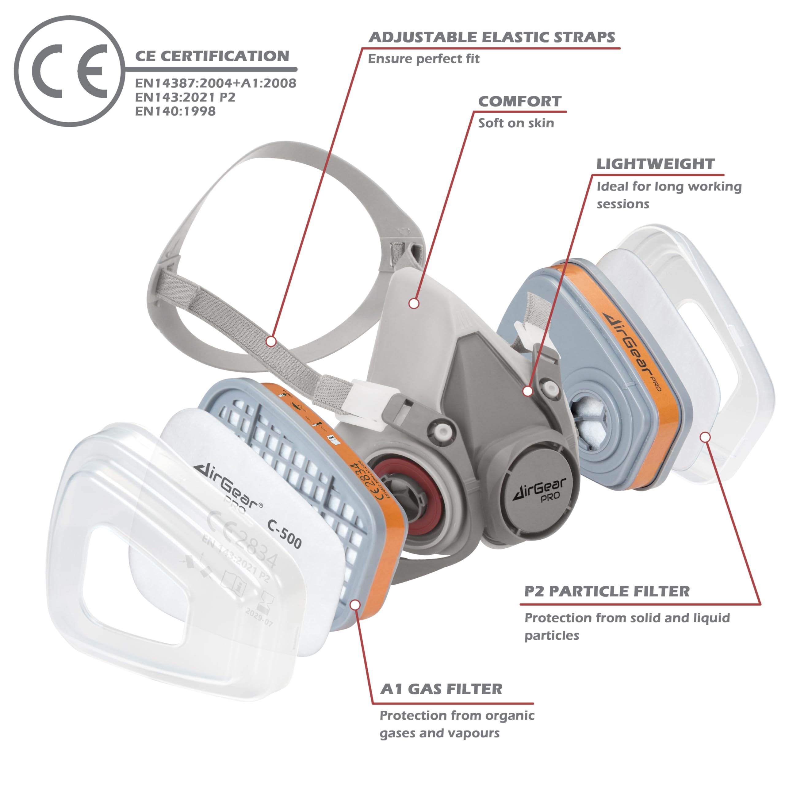 AirGearPro G-500 side profile highlights adjustable straps for a secure fit