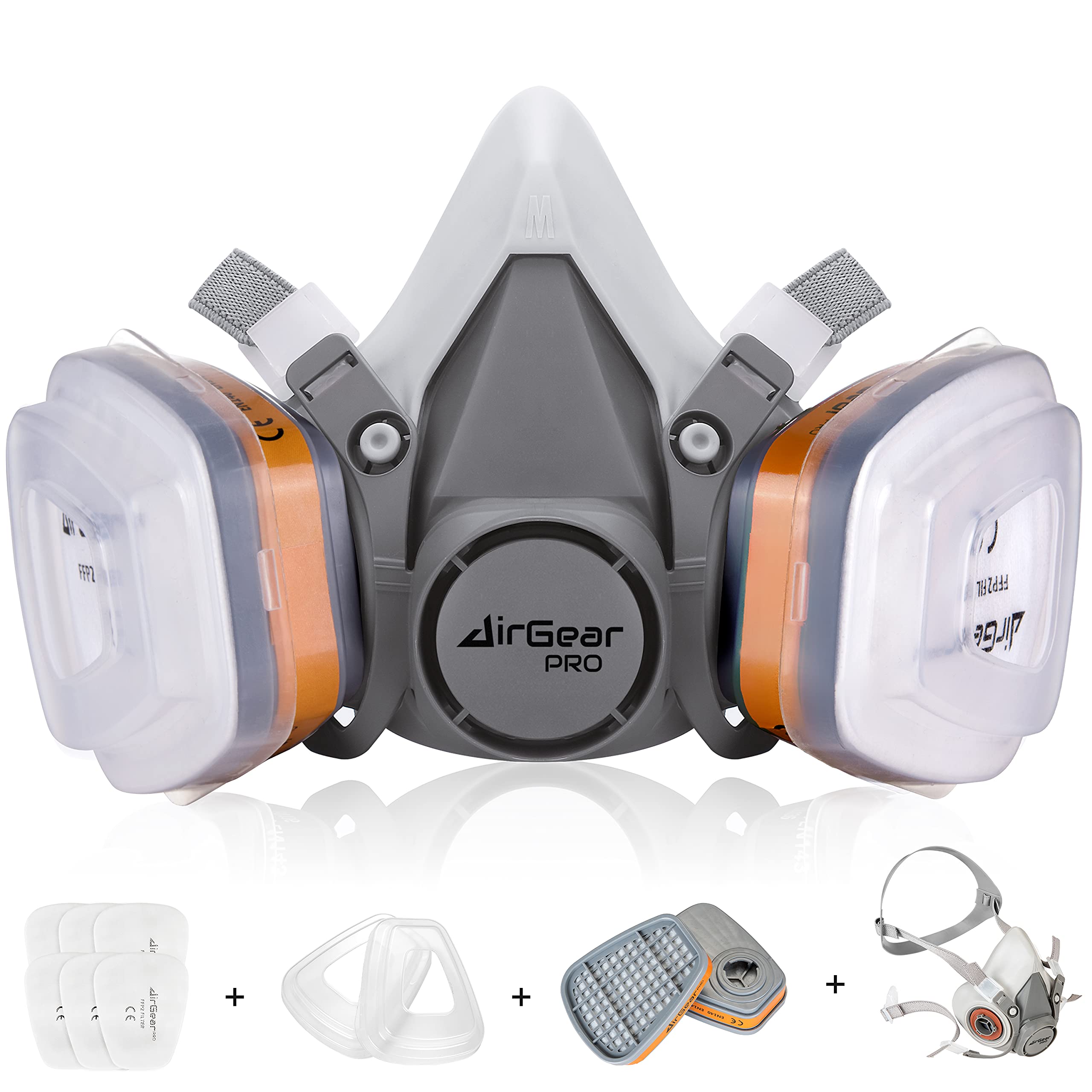 AirGearPro M-500 facepiece closeup highlighting lightweight comfort for prolonged wear