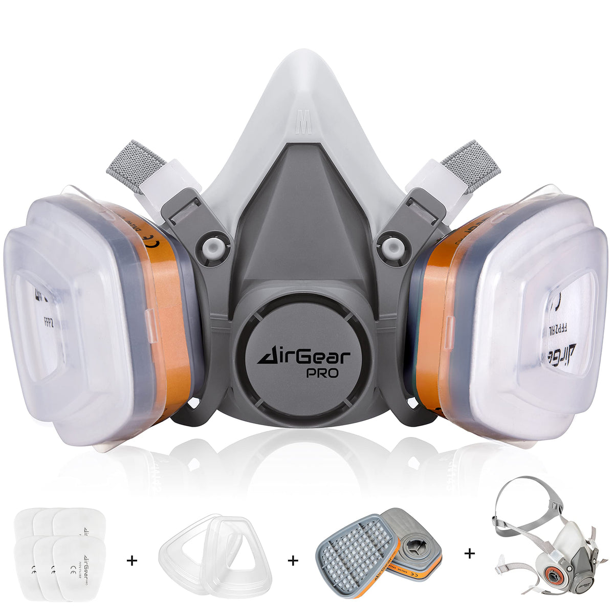 AirGearPro M-500 facepiece closeup highlighting lightweight comfort for prolonged wear
