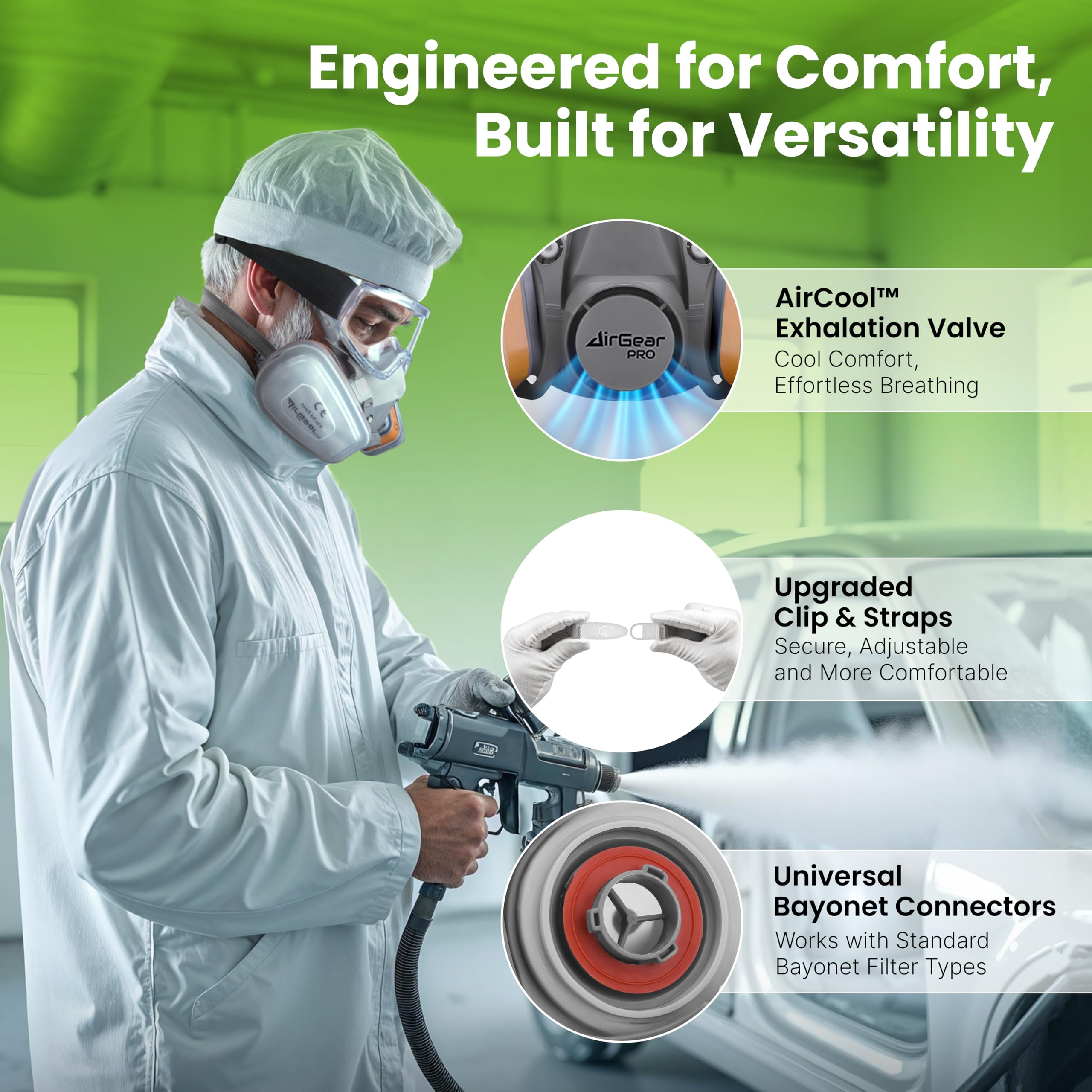 AirGearPro M-500 lightweight design reduces fatigue during painting and sanding