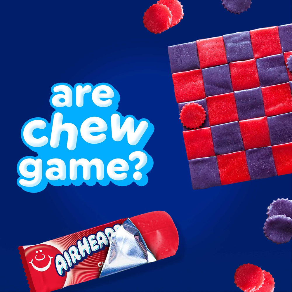 Airheads Blue Raspberry close-up showcases glossy surface and tangy flavor.