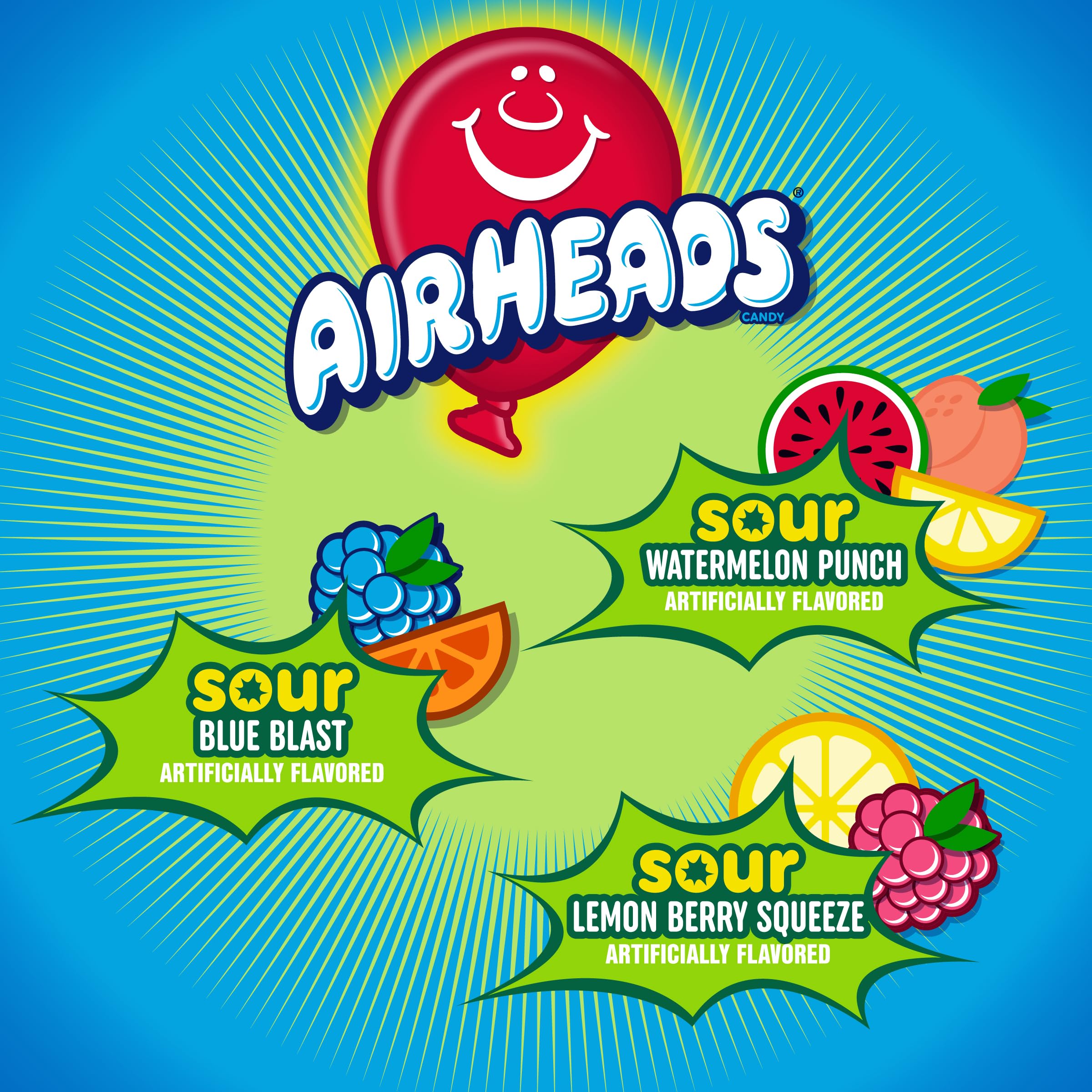 Airheads Sour Watermelon Punch bars deliver refreshing sour notes for sharing.