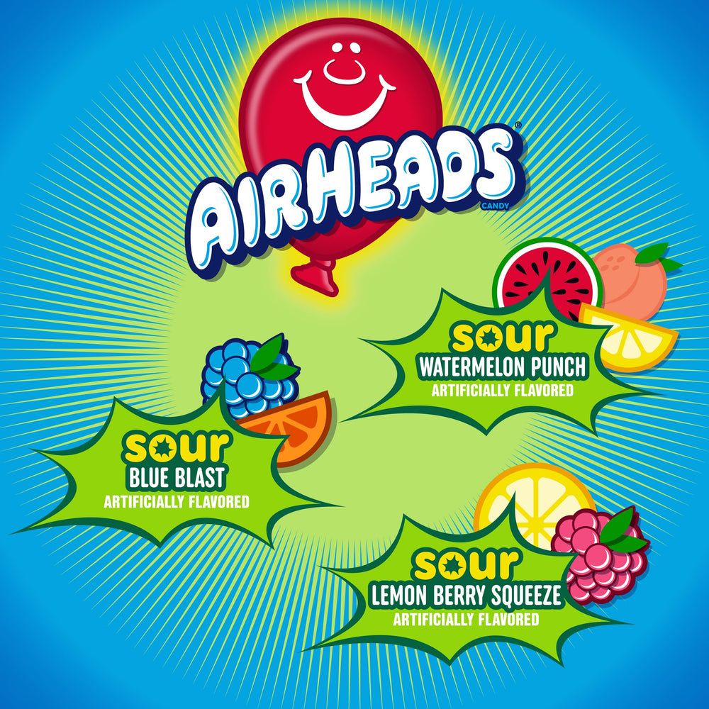 Airheads Sour Watermelon Punch bars deliver refreshing sour notes for sharing.