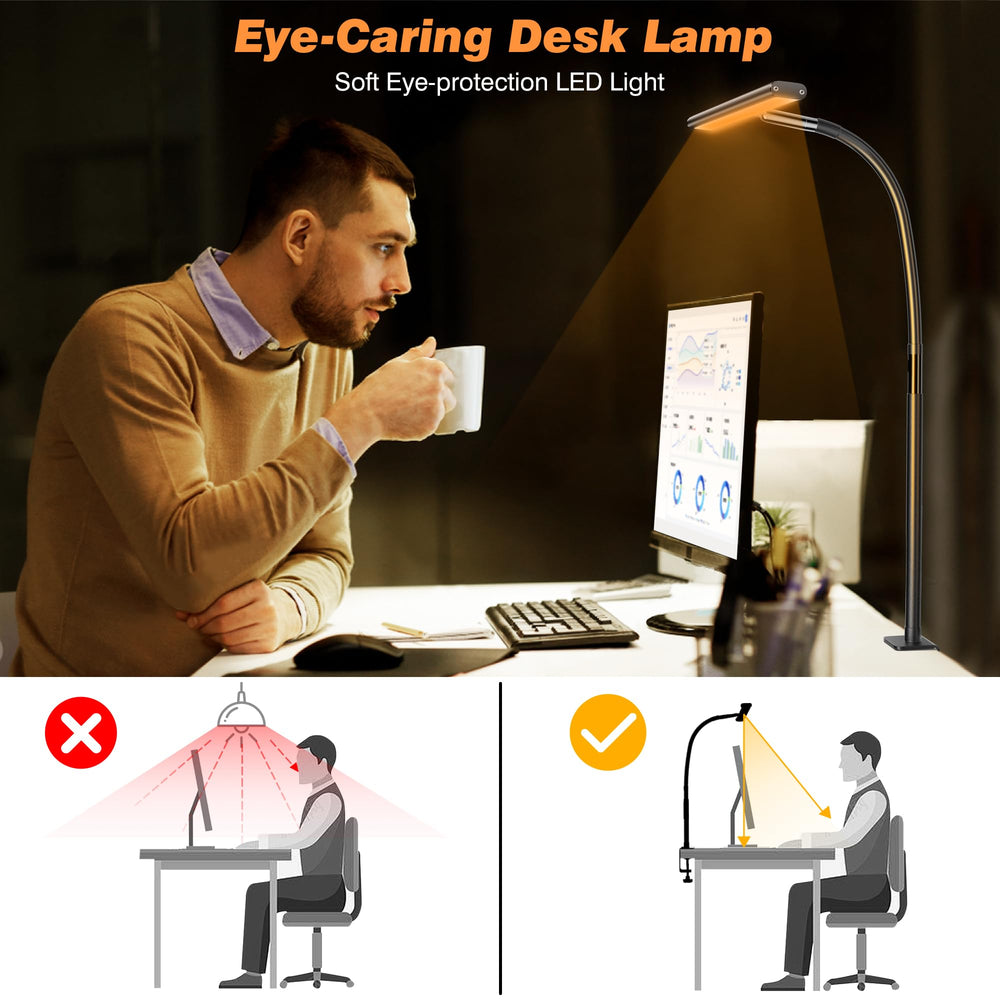 Airlonv metal clamp secures lamp to desks up to 2.36 inches thick