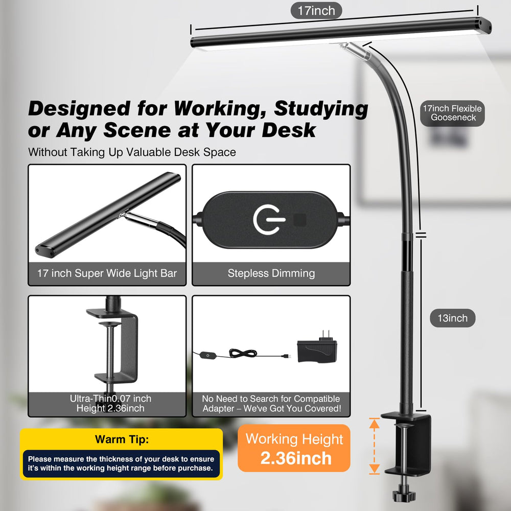 Airlonv 17-inch light bar provides broad desk illumination