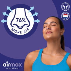 Air Max nasal dilators in use blue, illustrating improved nasal airflow during sleep.