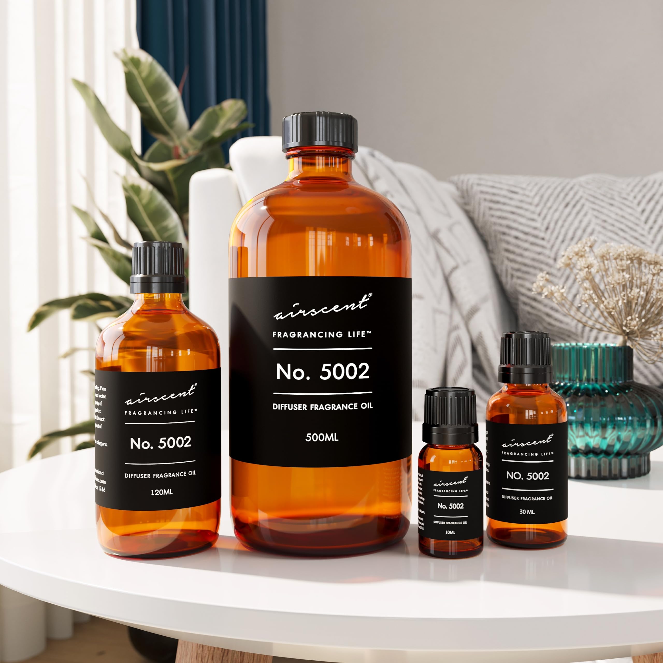 AirScent Creed Aventus diffuser oil amber glass bottle protects scent integrity.