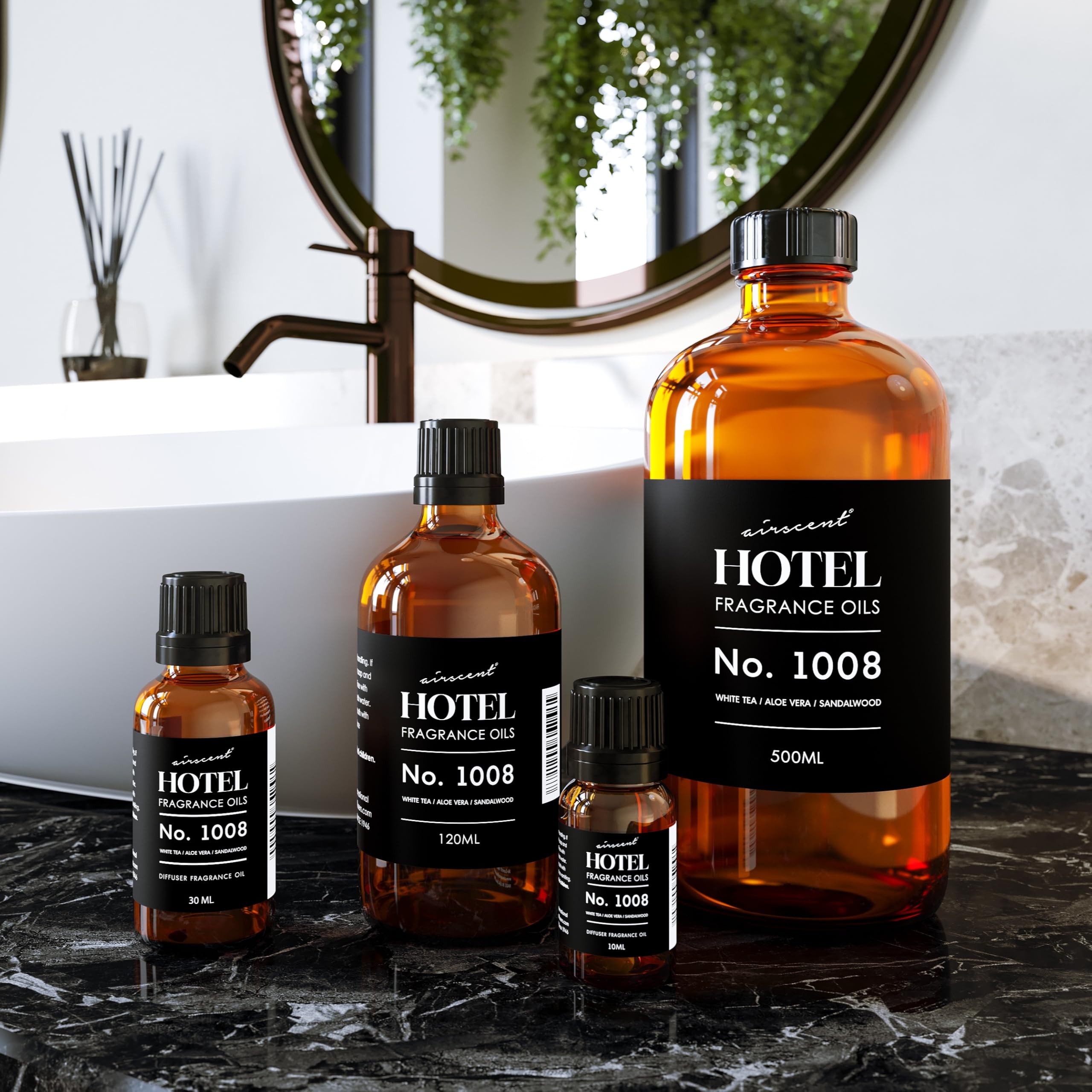 Air-Scent Hotel Diffuser Oil No. 1008 diffuser setup demonstrates versatile use