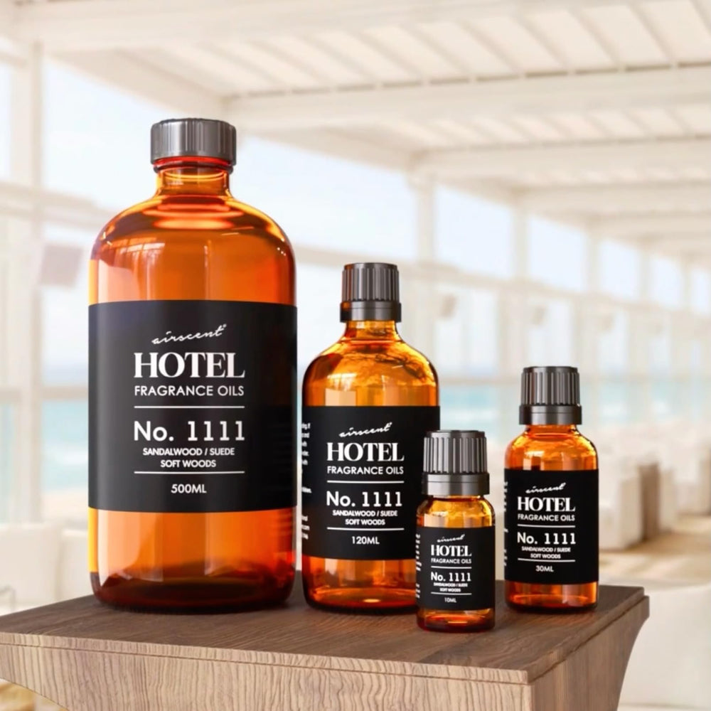 Amber glass bottle of Air-Scent My Way No. 1111 signals premium quality.