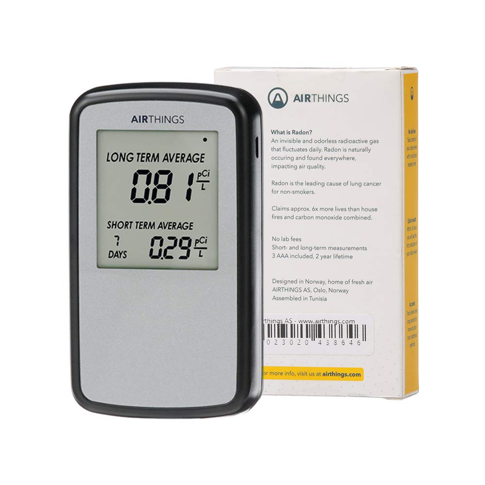 Airthings Corentium Home in-room use demonstrates instant readings for property inspections.