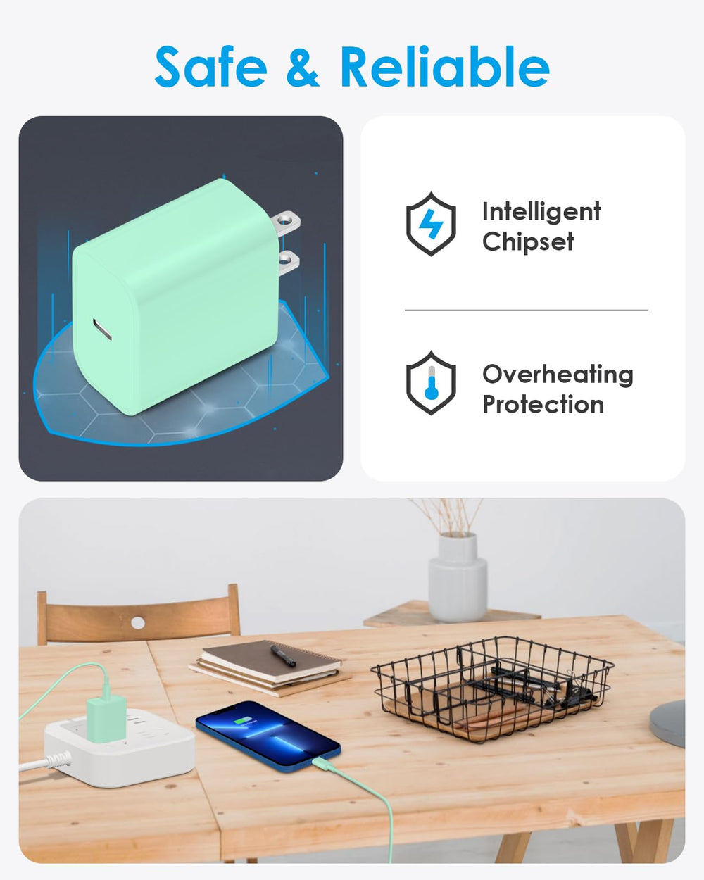 AISNI 10ft green cable ideal for flexible home charging
